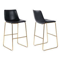 PLATA IMPORT Milana Disha 29.5" Faux Leather Bar Stools In (Set Of 2) In Black