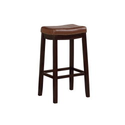 RIVERBAY FURNITURE Wood 32.5" Bar Stool In Espresso And Cognac In Brown