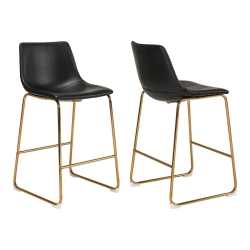 PLATA IMPORT Milana Disha 25.5" Faux Leather Counter Stools In (Set Of 2) In Black
