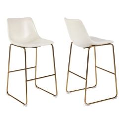 PLATA IMPORT Milana Disha 29.5" Faux Leather Bar Stools In (Set Of 2) In White