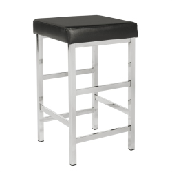 OSP HOME FURNISHINGS 26" Backless Stool In Fabric With Polished Chromes Legs In Black