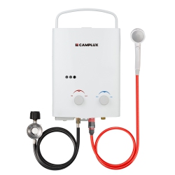 CAMPLUX 1.32 Gpm 34, 000 Btu Outdoor Portable Propane Tankless Water Heater for Rv, Camping, Barns In White