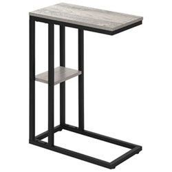 Monarch Contemporary Rectangular 2-Shelf Accent Table - White Marble-Look/Black