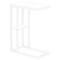 Monarch Contemporary Rectangular 2-Shelf Accent Table - White Marble-Look/Black