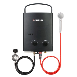 CAMPLUX 1.32 Gpm 34, 000 Btu Outdoor Portable Propane Tankless Water Heater for Rv, Camping, Barns In Black