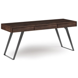 SIMPLI HOME Lowry 72" Solid Wood Writing Desk In Distressed Charcoal In Brown