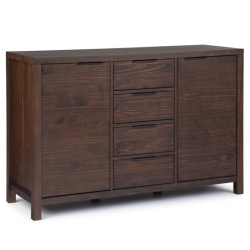 SIMPLI HOME Hollander Wood 54" Contemporary Sideboard Buffet In Warm Walnut In Brown