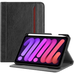 HLD Procase New Ipad Mini 6 Case 8.3 Inch 2021, Pu Leather Business Stand Folio Smart Protective Cover With Pencil Holder for 8