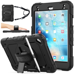HLD Seymac Stock Ipad Mini 5/4 Case, Full-Body Drop Proof Armor Case With 360 Rotating Stand Pencil Holder Screen Protector