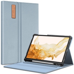 HLD Samsung Galaxy Tab S8 Plus 2022/s7 Fe 2021/s7 Plus 2020 12.4 Inch \w S Pen Holder, Multiple Angle Portfolio Cover \w Pocket Auto Sleep/wake, Ice