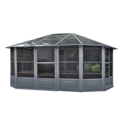 GAZEBO PENGUIN Florence Solarium With Polycarbonate Roof 12 Ft. X 15 Ft. In Slate