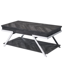 BOWERY HILL Dark Lift-Top Wood And Laminate Cocktail Table In Gray