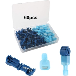 DOLAER 60PCs (30 Pairs) Premium T-Tap Wire Terminals, Self-Stripping Quick Splice Wire Connectors And Fully Insulated Male Spade Terminals Connectors