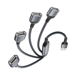 DOLAER USB Splitter 4 Port Y Cable 3.3Ft, Male to 4 Female USB-A Expander Hub, Multi USB Extender, Extra Multiport Data Charger Split Adapter for Mac