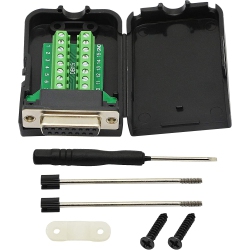 DOLAER Db15 Breakout Connector, Db15 D-Sub Female Solderless Serial to Screw Wiring Terminal Signal Module Breakout PCb Board \w Plastic Case &