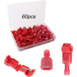 DOLAER 60PCs (30 Pairs) Premium T-Tap Wire Terminals, Self-Stripping Quick Splice Wire Connectors And Fully Insulated Male Spade Terminals Connectors