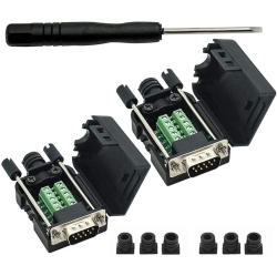 DOLAER Db9 Breakout Connector to Wiring Terminal Rs232 D-Sub Female Serial Adapters Port Breakout Board Solder-Free Module \w Case (2PCs Male