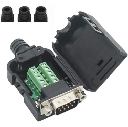 DOLAER Db9 Breakout Connector to Wiring Terminal Rs232 D-Sub Male Serial Adapters Port Breakout Board Solder-Free Module \w Case (Male Connector +Nut)