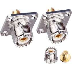 DOLAER SMA Female to Uhf Female Jack Panel Chassis Mount Rf Coax Adapter So239 Pl259 Uhf to SMA 4-Hole Flange Panel Mount Adapter for Jumper Cable