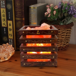 APEX GLOBAL Himalayan Rock Salt Lamp- Wooden Basket Brass (11 Inches, 13 Lbs) Best Gift Item In Pink