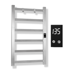TOPDATTION Electric Towel Warmer | Super Thin | \w Timer & Temperature Multi-Level Adjustments | Hardwired & Plug-In | Fast Heating | Brushed Finish