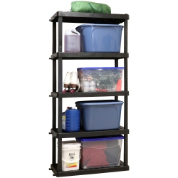 OSKAR 5-Tier Storage Shelf, Interlocking Heavy Duty Shelving Unit, Holds 750 Lbs (340 Kg) In Black