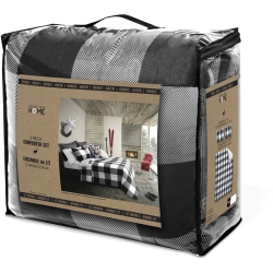 SAFDIE & CO. CANADA Safdie & Co. 2-Piece Buffalo Plaid Microfiber Twin Comforter Set In White/black