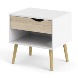 TVILUM CANADA Tvilum Diana Modern 1 Drawer Nightstand In And Oak In White