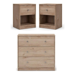 TVILUM CANADA 3-Piece Set With 2 1-Drawer Nightstands And 3-Drawer Chest