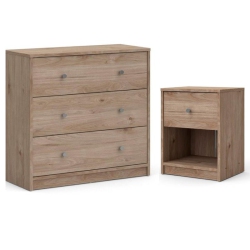 TVILUM CANADA 2-Piece Set With 1-Drawer Nightstand And 3-Drawer Chest