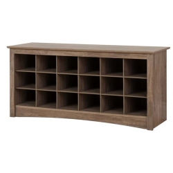 PEMBERLY ROW CANADA 18 Cubby Shoe Storage Bench In Drifted In Gray