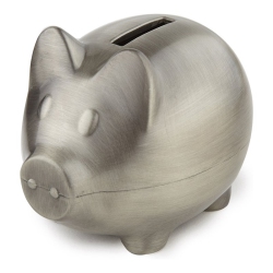 JIALLO CANADA Jiallo Plain Modern Pewter Piggy Bank - Gift for Kids & Adults In Antique In Silver