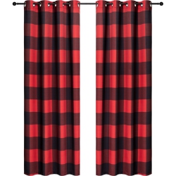 SAFDIE & CO. CANADA Safdie & Co. Curtain Room Darkening In Red/black Check (Set Of 2)