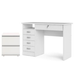 TVILUM CANADA 2 Piece Set With 5 Drawer Writing Desk And 2 Drawer Nightstand