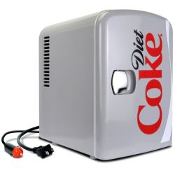 COCA-COLA Portable Mini Fridge Diet Coke 4L Cooler/warmer W/ 12V Dc And 110V Ac Cords, 6 Can, Personal Travel Refrigerator In Gray