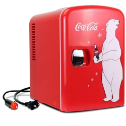 COCA-COLA Polar Bear 4L Portable Cooler/warmer, Compact Personal Travel Fridge for Snacks Lunch Drinks Cosmetics, Includes 12V And Ac Cords In Red