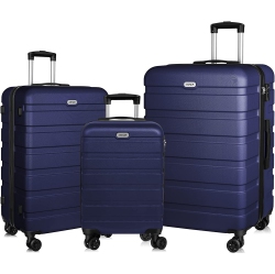 ANYZIP Luggage Sets 3 Piece PC Abs Hardside Expandable Suitcase With 4 Universal Wheels Tsa Lock Carry On 20 24 28 Inch Dark In Blue
