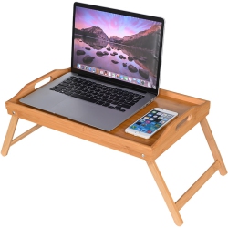 PRIMECABLES Bamboo Breakfast Bed Tray Table With Handles, Foldable Serving Portable Laptop Tray for Eating And Working
