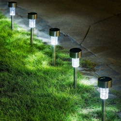 LIVINGBASICS 6PCs Solar Lights Outdoor Garden Led Light Landscape Pathway Lights Stainless Steel Solar Pathway Lights- 3Rd Generation