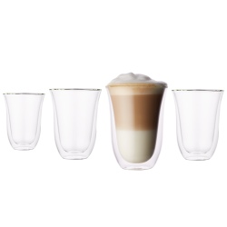 GALATEO LIVING Galateo Capri Collection Caffe Double-Wall Borosilicate Coffee Glass Mugs - Set Of 4