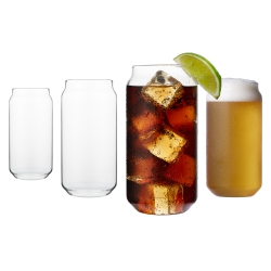 GALATEO LIVING Galateo Capri Collection Lattina Plus Borosilicate Can-Shaped Drinking Glasses - Set Of 4