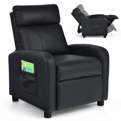 GYMAX Kids Recliner Chair Adjustable Leather Sofa Armchair W/ Footrest Side Pocket