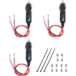 DOLAER 12V 24V Fused Car Replacement Cigarette Lighter Male Plug Power Adapter Extension Cable \w Leads 15Amp 20A Fuse & Led Light (5 Inches, 3 Pack)