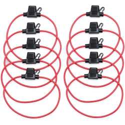 DOLAER 10PCs Inline Fuse Holder Atm Waterproof Mini Blade Automotive Wire Fuse Holder 14 Awg for 12V 20A Fuses Car Boat Rv