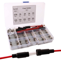 DOLAER 125PCs 6X30MM Professional Car Fast-Blow Glass Tube Fuse Kit: 100PCs Quick Blow Glass Tube Fuse + 20PCs Fuse Seat + 5PCs Inline Screw Type