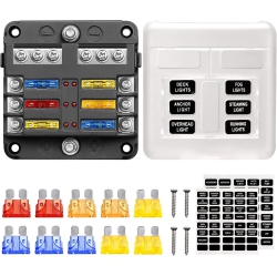 DOLAER 6 Way Blade Fuse Block, 12V Waterproof Fuse Box Holder, 6 Circuit Negative Bus Fuse Box \w Led Indicator for Automotive Car Truck Boat Marine