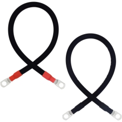 DOLAER 2PC 4 Awg Gauge Battery Power Inverter Cables, Tinned Copper Terminal, Good for Solar, Auto, Rv, Motorcycle, Car& Marine (20 Inch, 3/8 Lugs)