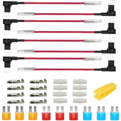 DOLAER 8PCs 12V 24V Add-A-Circuit Micro 2 Fuse Tap, Piggy Back Blade Fuse Holder With Wire Harness, 9PCs Micro 2 Fuse (5A 10A 15A) And Fuse Puller
