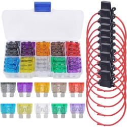 DOLAER Car Fuse Assortment Kit(100PCs) - 2A 3A 5A 7.5A 10A 15A 20A 25A 30A 35A - Ato/atc/ats/apr Auto Standard Blade Fuse Set \w 10PCs 16 Awg Inline
