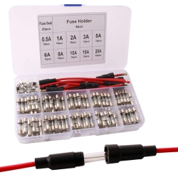 DOLAER 175PCs 5X20MM Professional Car Fast-Blow Glass Tube Fuse Kit: 150PCs Quick Blow Glass Tube Fuse + 20PCs Fuse Seat + 5PCs Inline Screw Type